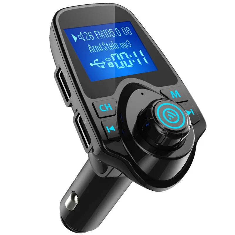 Black G7 car Bluetooth hands-free adapter with FM transmitter, USB port and memory card slot.