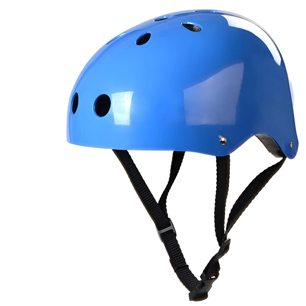 Sports safety helmet with hard ABS shell, high-density EVA liner, and air vents for water sports use in multiple colours