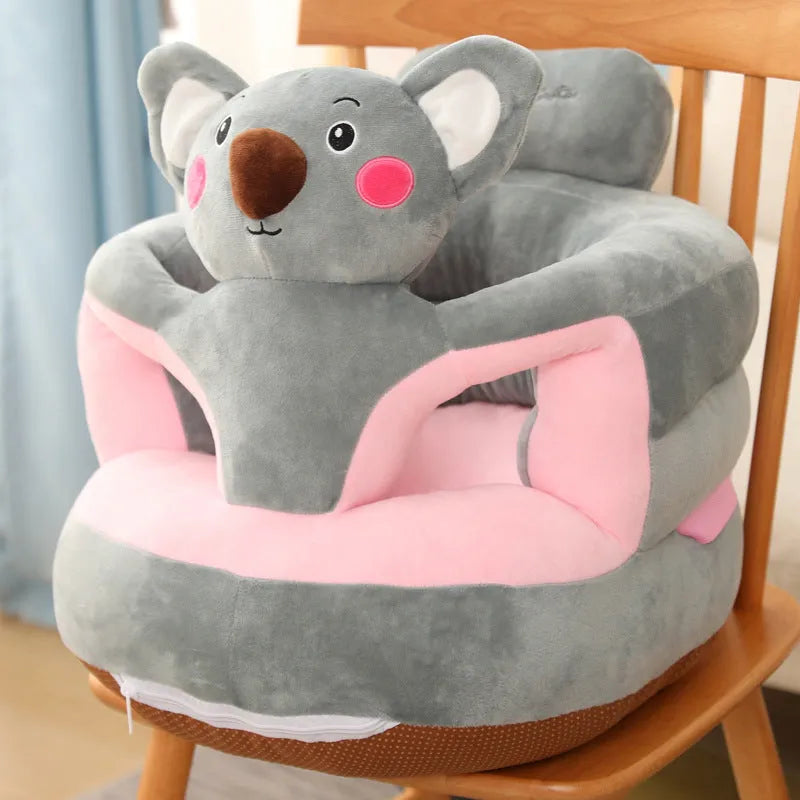 Anti-rollover baby sofa seat in plush cartoon animal design, 45 x 45 x 45 cm, PP cotton filled
