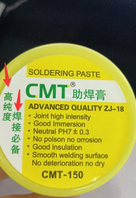 Rosin soldering flux paste in container for electric soldering iron applications