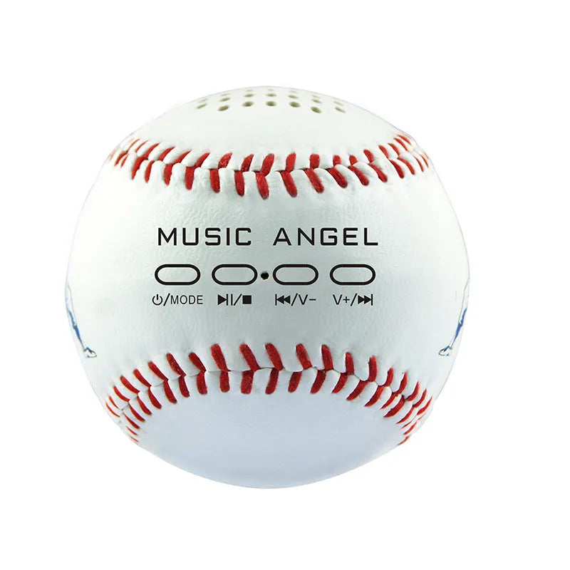 Baseball-shaped Bluetooth speaker in green colour with USB charging port