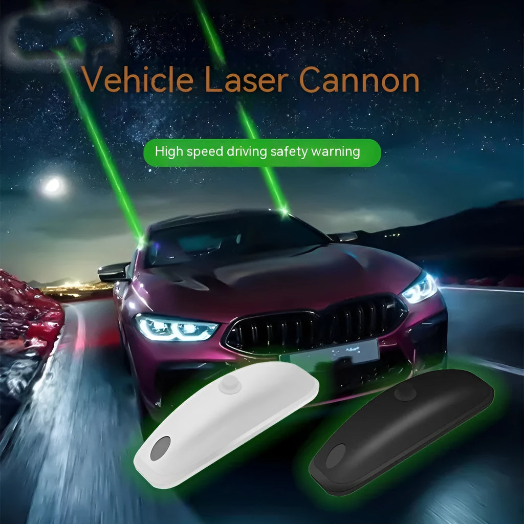 White vehicle-mounted remote pilot lamp laser with USB cable and remote control on a surface