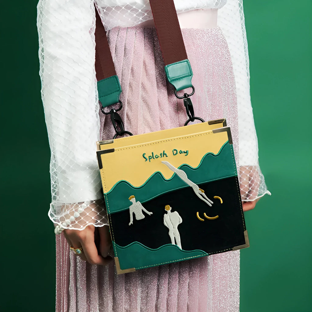 Vintage velvet bag women's canvas embroidered messenger bag with 120cm adjustable strap