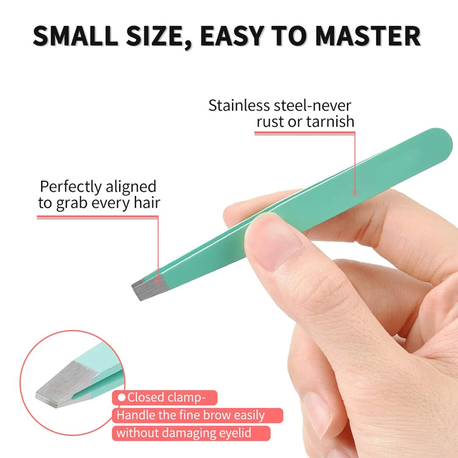 Professional stainless steel eyebrow tweezers six-piece set with curved scissors and leather case