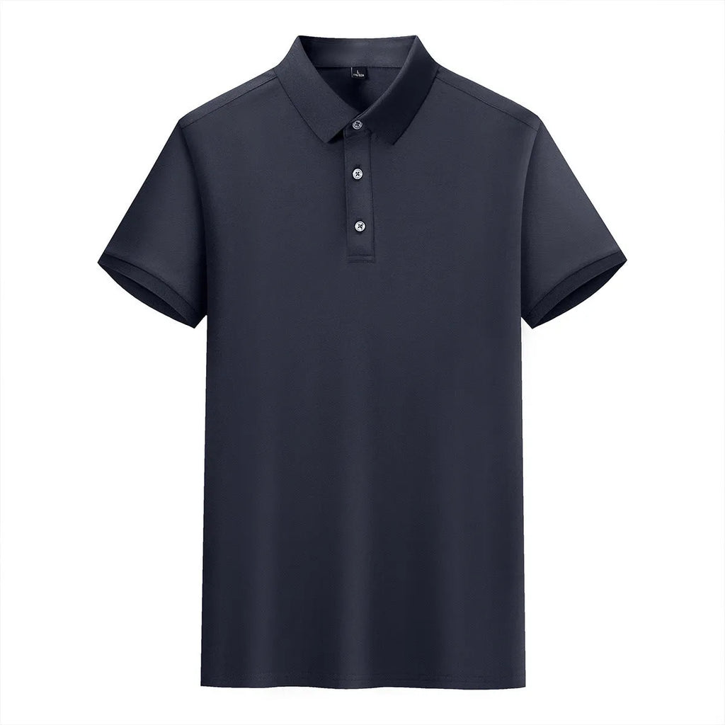 Pure colour cotton lapel short-sleeved t-shirt with mosaic pattern in seven colour options