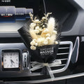 Dried flower bouquet and fragrance slices for car air outlet mounting