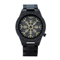 Leisure ebony wood watch with quartz movement and mineral glass, casual style