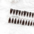 African leopard print long stiletto false nail tips with ultra-thin seamless design, 40 pieces per pack