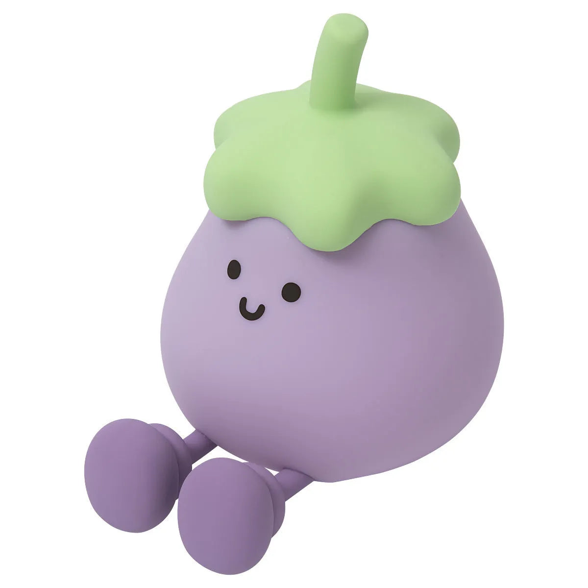 Cartoon eggplant and broccoli character night lamps with soft yellow ambience lighting