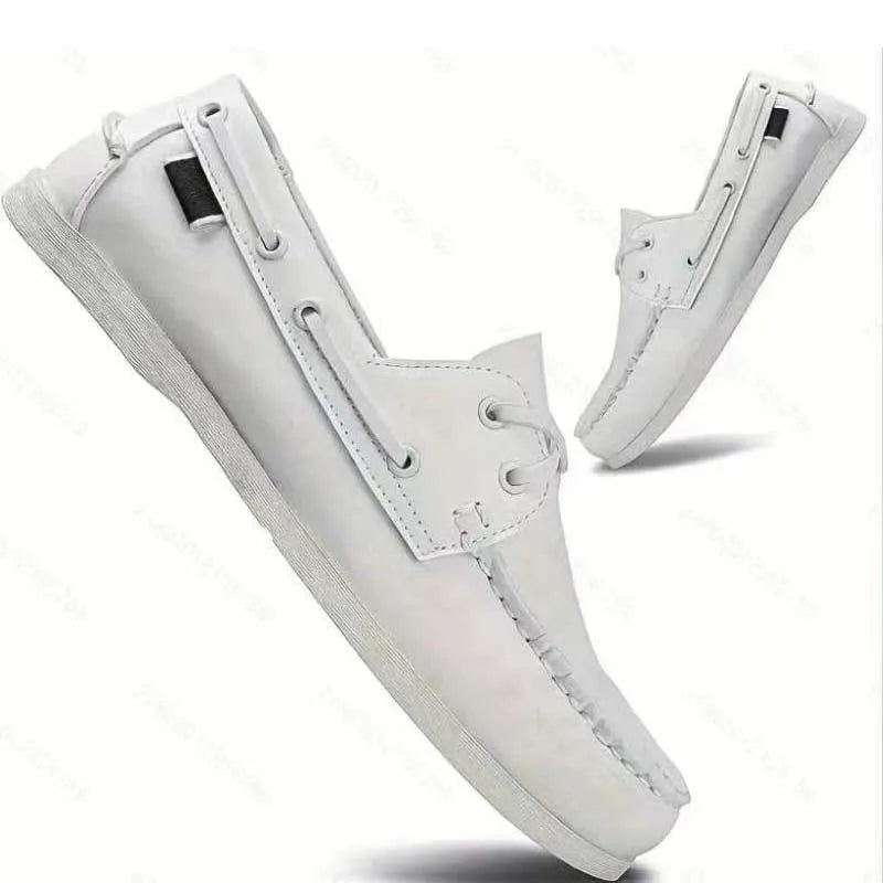 Men's flat heel casual shoes with round toe and artificial PU upper in solid colour options
