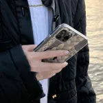 Twist braid transparent TPU phone case for iPhone showing braided edge and clear back