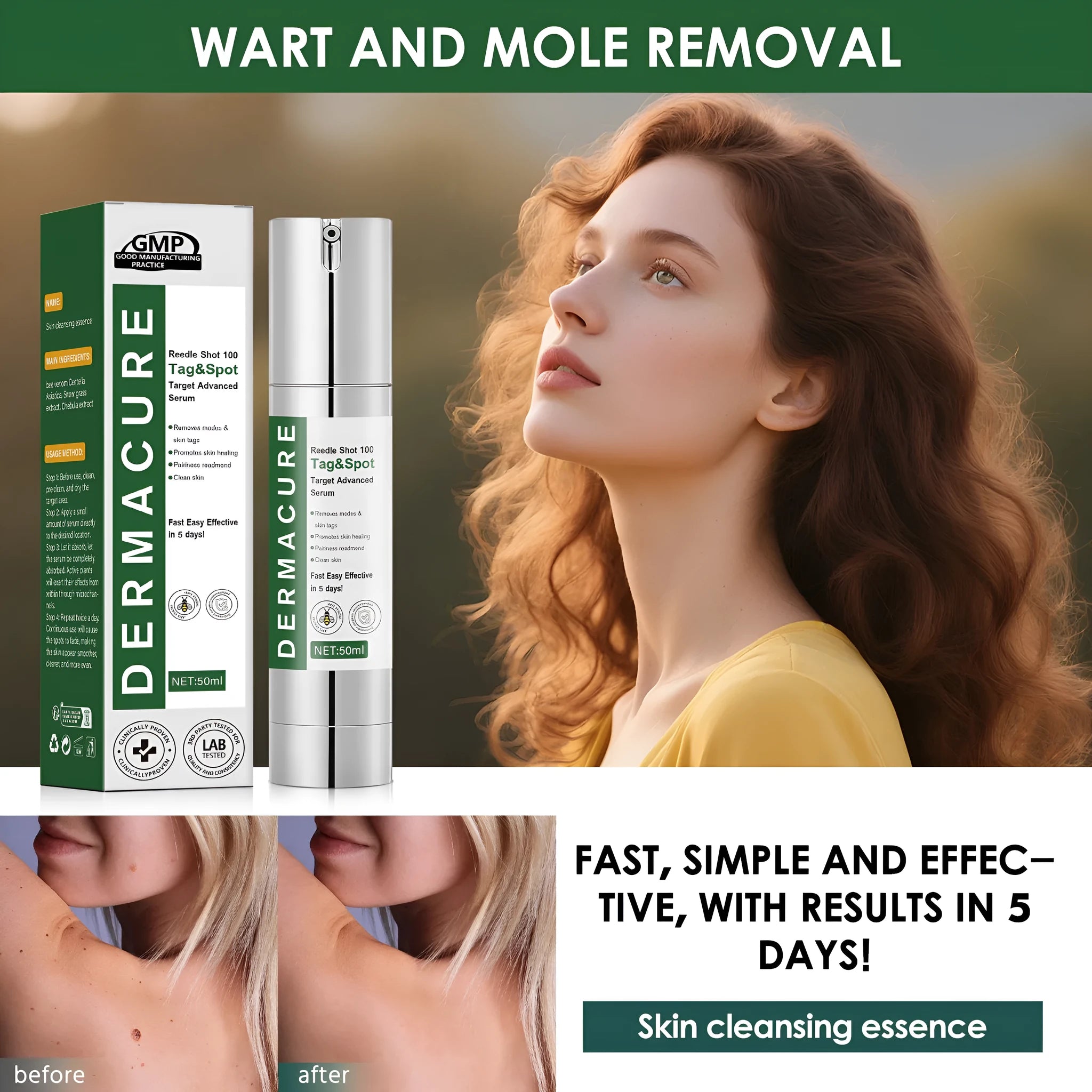 50ml facial care solution bottle for gentle cleaning skincare