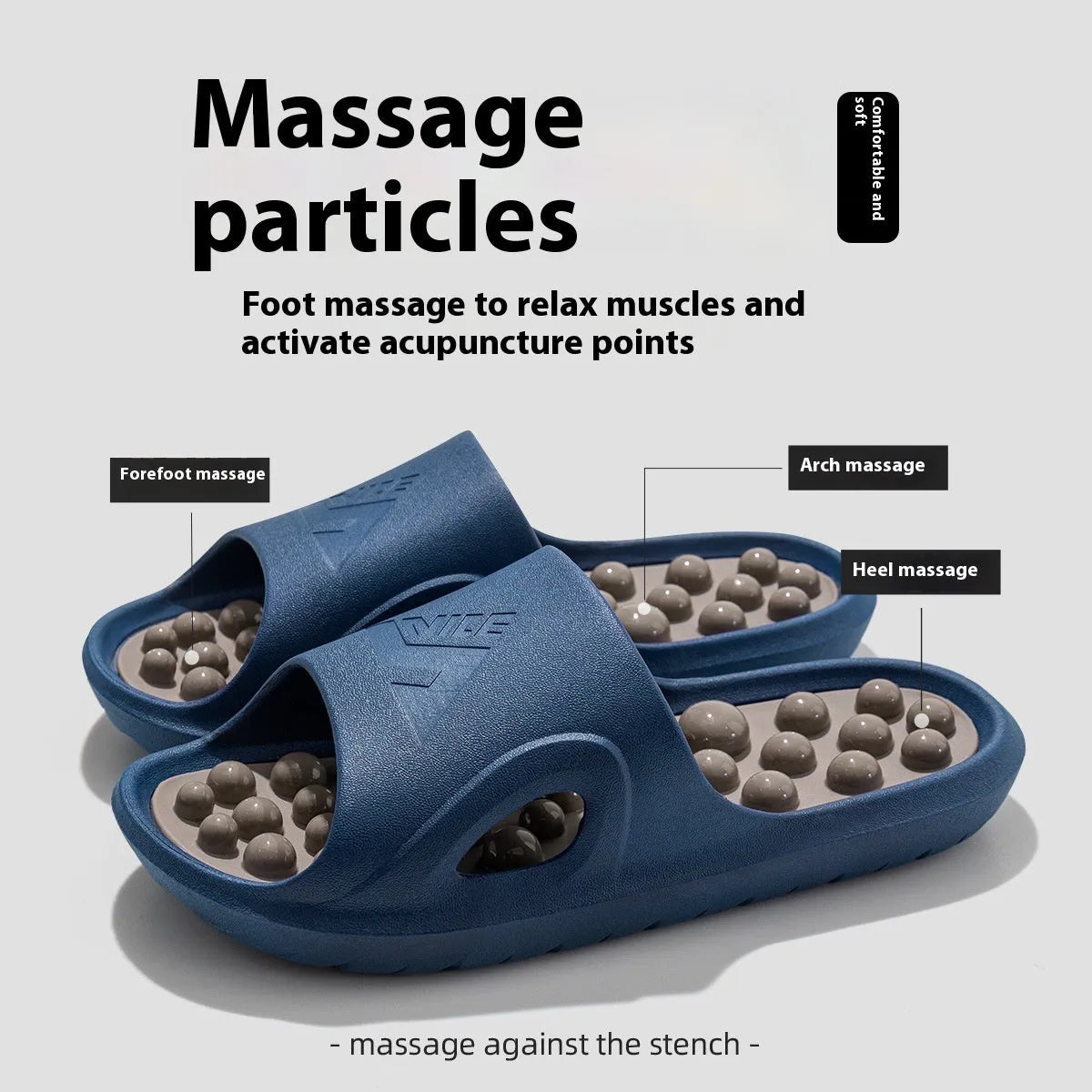 Non-slip PVC ball massage sandals with grape-particle nodes for bathroom use, purple colour