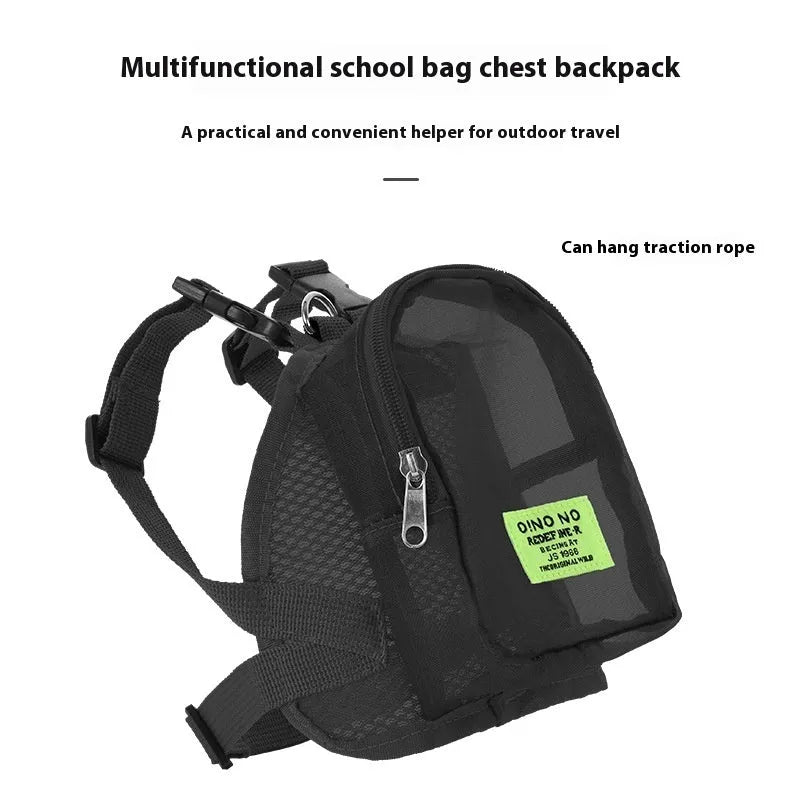 Breathable polyester dog backpack in blue with simple storage compartment for pet travel and walking
