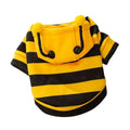 Yellow and black bee antenna hoodie for dogs and cats with flexible hat antennae and soft flannel lining