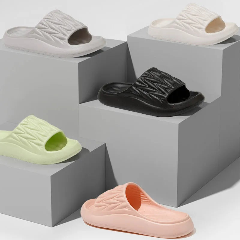 Leaf texture design EVA slippers in multiple colours for indoor summer and bathroom use