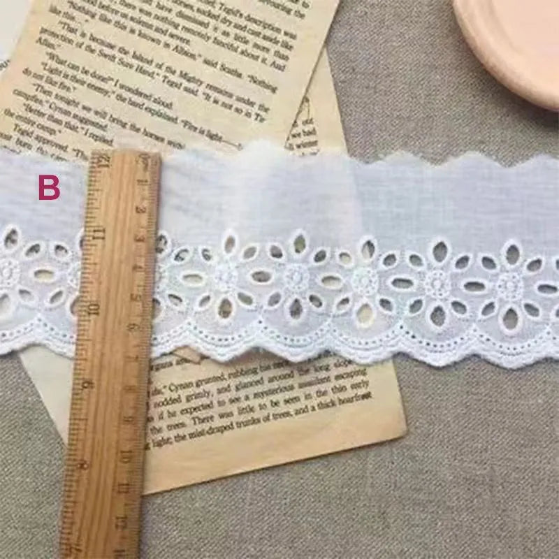 Cotton embroidered lace trim in four width styles for DIY clothing accessories