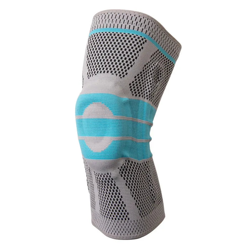 Sky blue silicone knee pads for basketball and running in four sizes