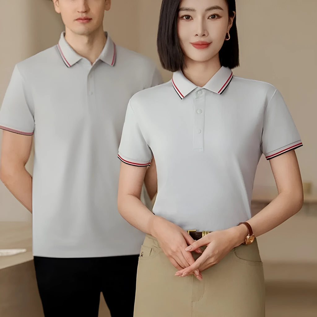 Men's solid colour lapel t-shirt with short sleeves in cotton fabric