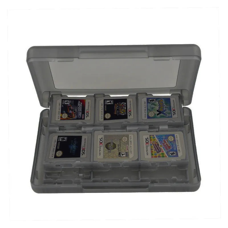 NDS 3DS 28 24-in-1 game card storage box in black measuring 12.7cm x 9cm