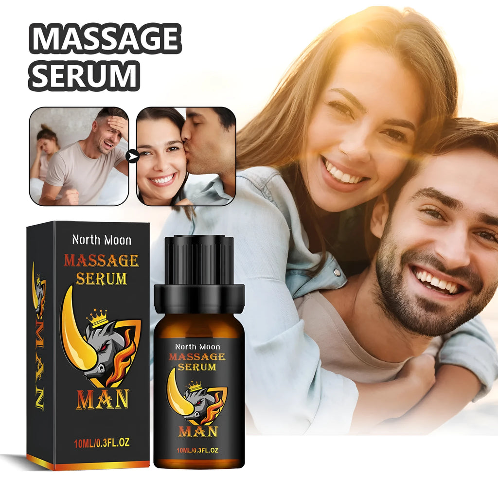 10ml bottle of men's massage essential oil with ginger root and jojoba oil