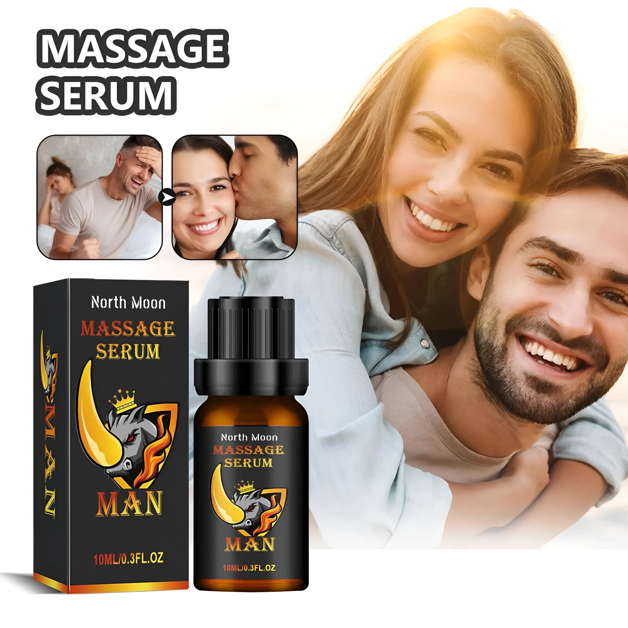 10ml bottle of men's massage essential oil with ginger root and jojoba oil