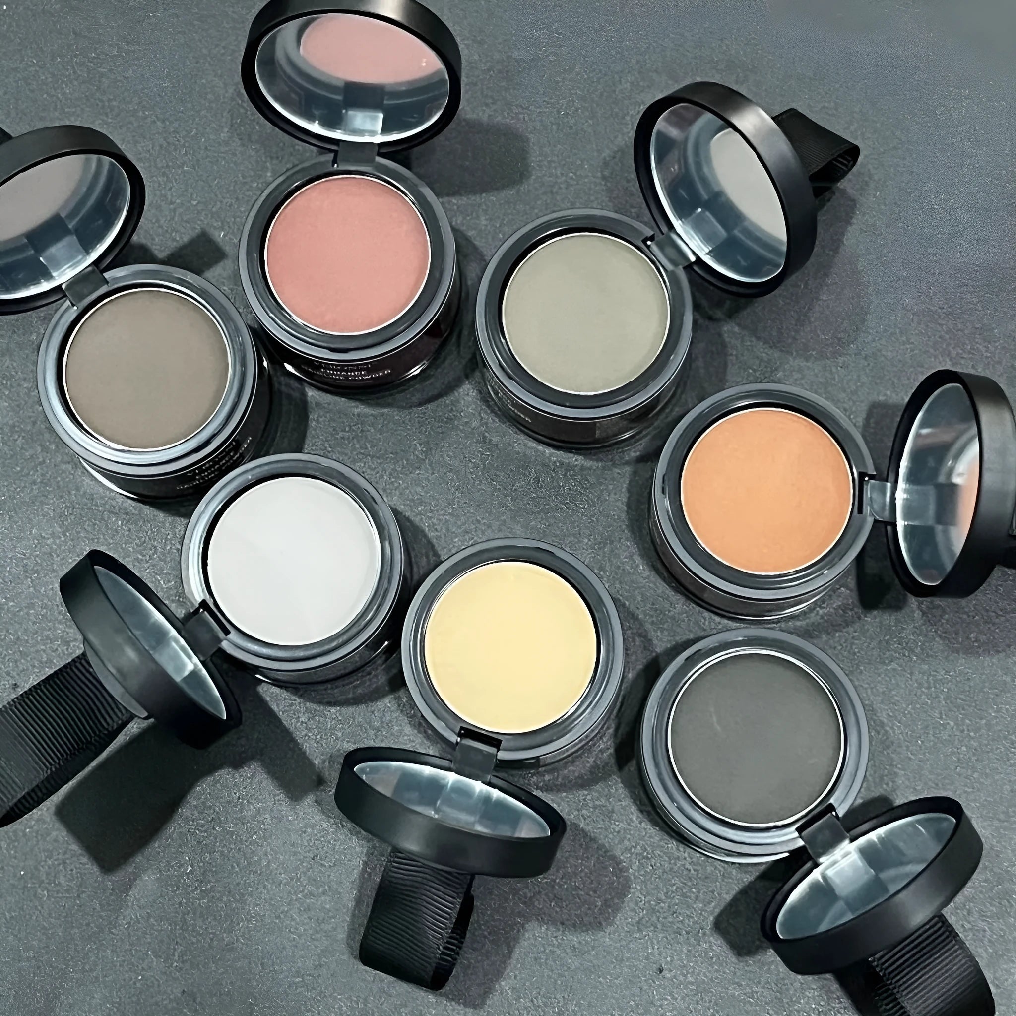 Hairline powder container for shadow repair with universal skin type application