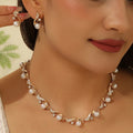 Women's bohemian irregular pearl earrings and necklace set in gold alloy electroplated finish