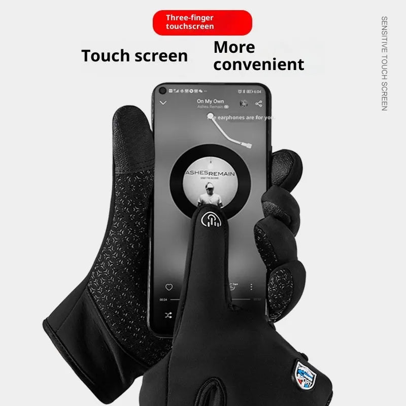 USB heating cycling gloves in constant temperature black with windproof waterproof touch screen and reflective night vision