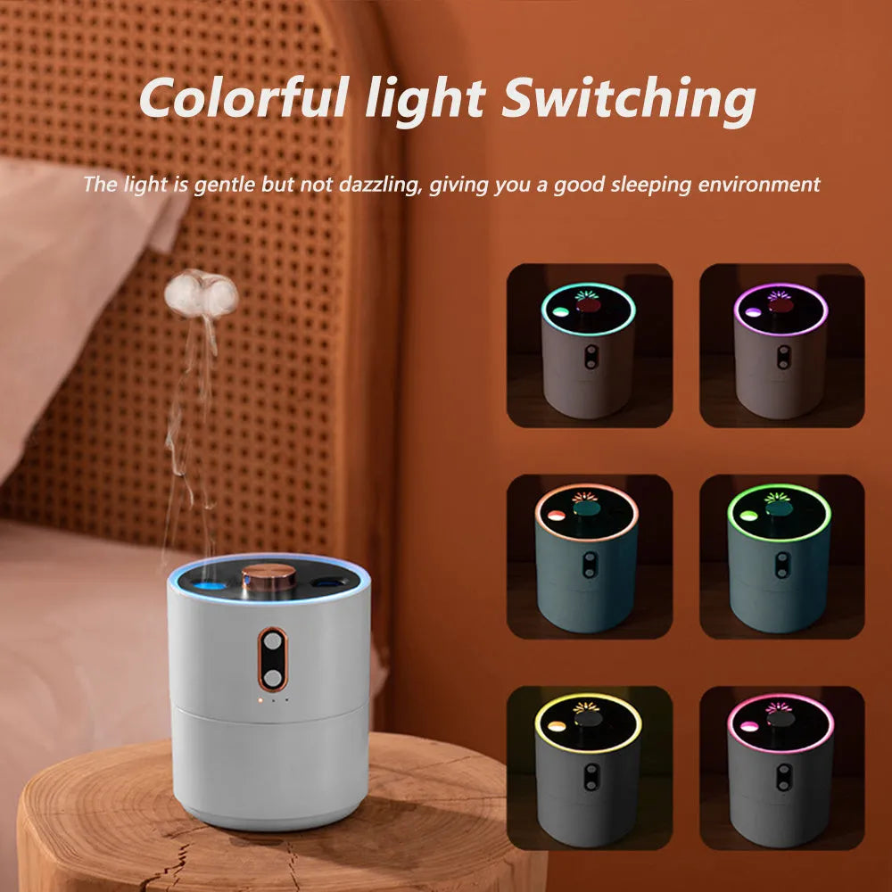 Jellyfish Spirit white desktop air purifying humidifier with USB cable and 450ml water tank on desk