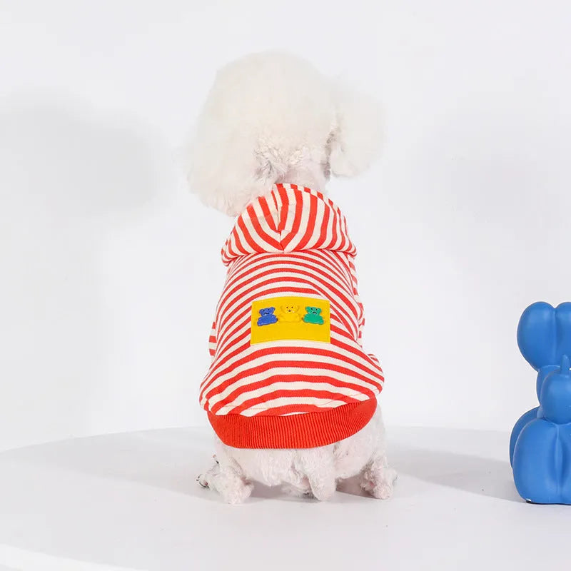 Orange cotton hooded dog sweater on a mannequin, showing Japanese style design.