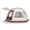 Beige outdoor camping tent, large hexagonal automatic tent 280x240x155cm, windproof waterproof anti mosquito