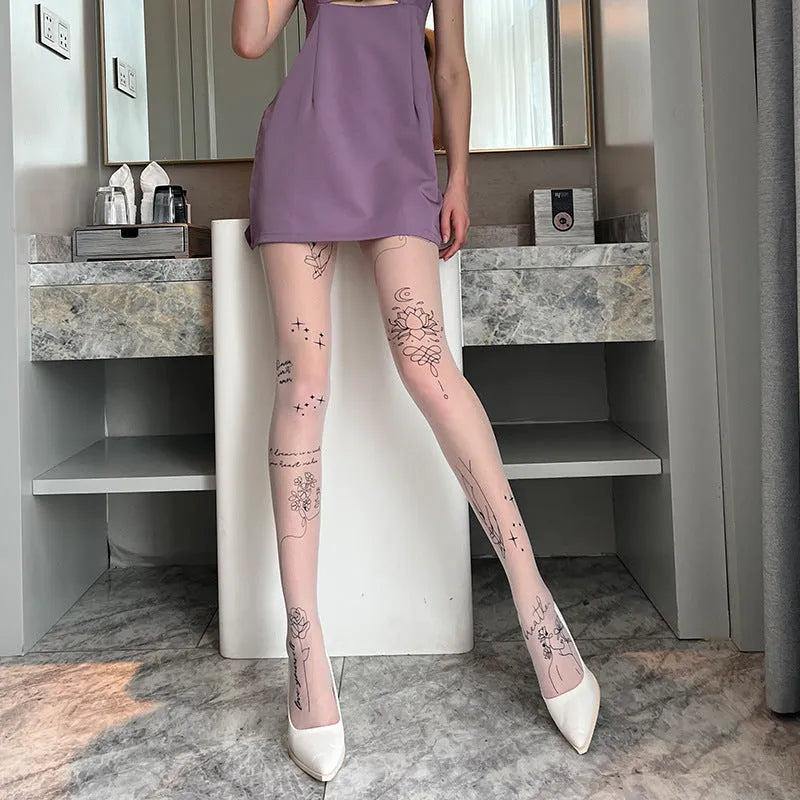 Jacquard anti-snagging pantyhose tights in thin knit with fade-resistant colours and multiple size options