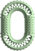Blue O-ring shaped durable dog chew toy for aggressive chewing and dental care.