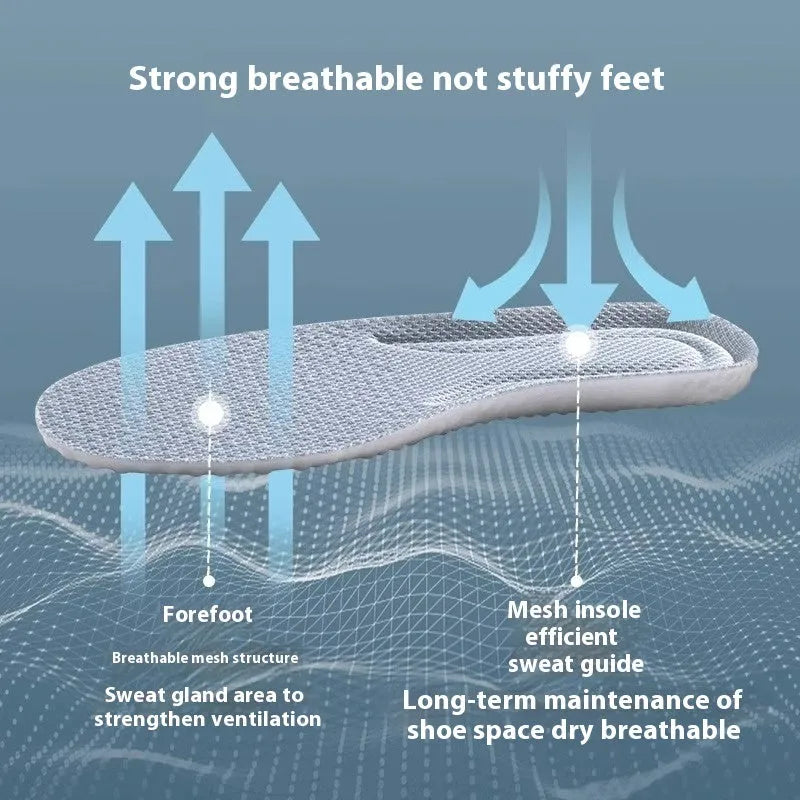 Grey, black, and orange PU foam sports insoles shown on a size chart from 35 to 46.