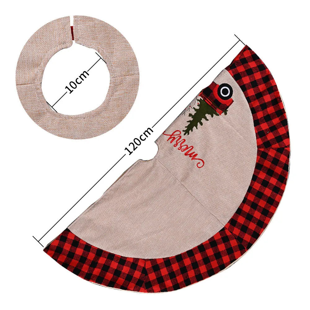 120cm round Christmas tree skirt in imitated linen cloth, colour as shown, for car or home tree decoration.