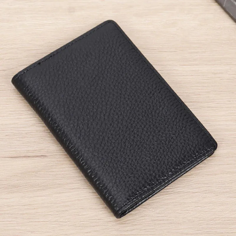 Genuine cowhide leather credit card holder in black or brown colour