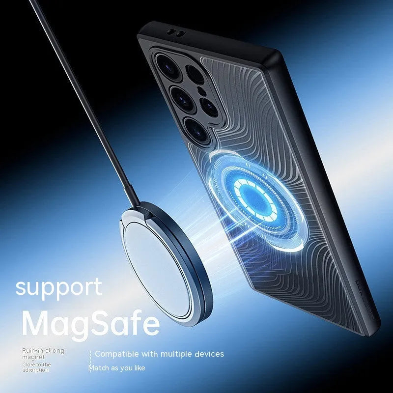 Black frosted magnetic phone case for Samsung S24, S24 Plus and S24 Ultra with TPU PC all-inclusive cover