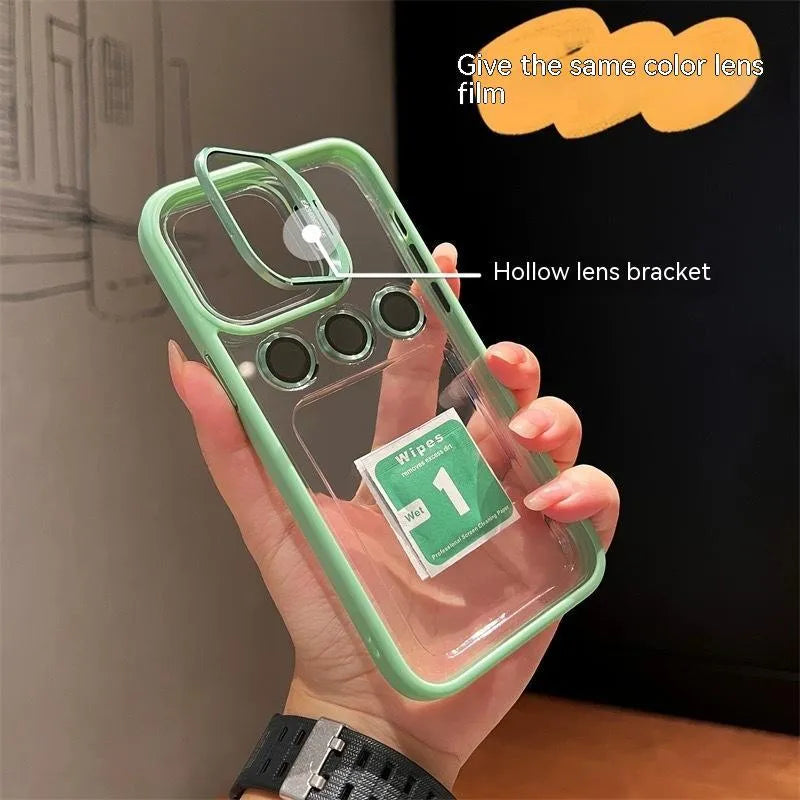 Metal hollow lens bracket phone case for iPhone 11-14 Pro Max, hard shell PC and metal, available in multiple colours