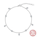 Women's silver anklet with geometric pendant containing zirconium stone in gold or white gold finish