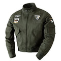 Men's loose military jacket in khaki polyester with printed finish, front view