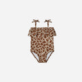 Girls' one piece swimsuit with high elasticity polyester fabric in floral and animal print designs
