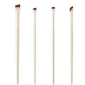 4 piece angled eyeliner and brow brush set with ultra thin precision brushes and leather case