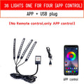 Car interior LED footwell atmosphere lighting kit with voice control and music rhythm mode