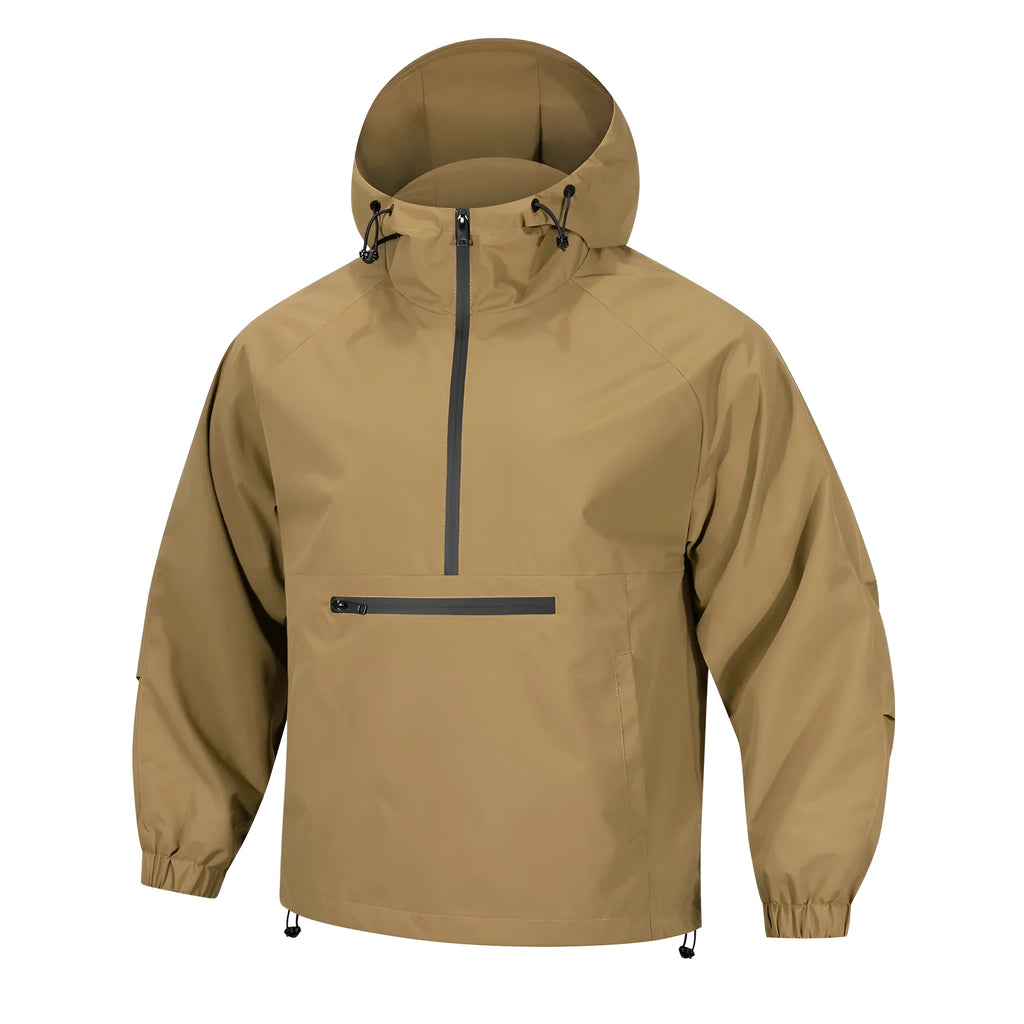 Korean-style men's corduroy rabbit fur half-zip hooded jacket in light grey colour