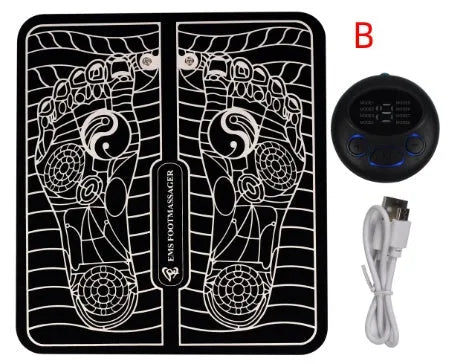 USB rechargeable foot massage cushion with four massage contacts for legs and feet, 30x15x2.8cm
