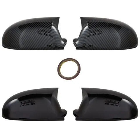 Pair of horn bright black plastic mirror reflector shells for Volkswagen Old Sagitar (2006-2011).