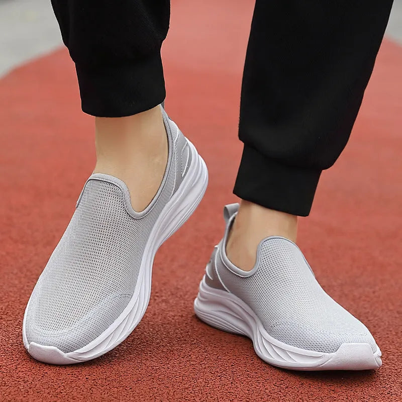 Lazy Hollow Breathable Mesh Cloth Shoes in black, flat heel, round toe, mesh upper