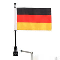 Motorcycle tail box side bumper flagpole in black and silver finishes