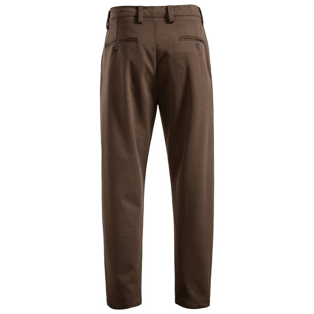New casual men's thickened straight leg trousers with slight stretch, black gray colour, mid-rise waist